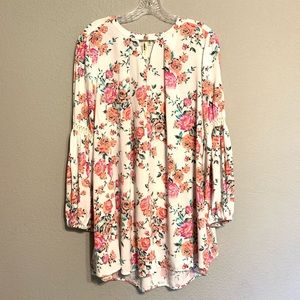 NWOT LARA ivory floral long sleeve mini dress